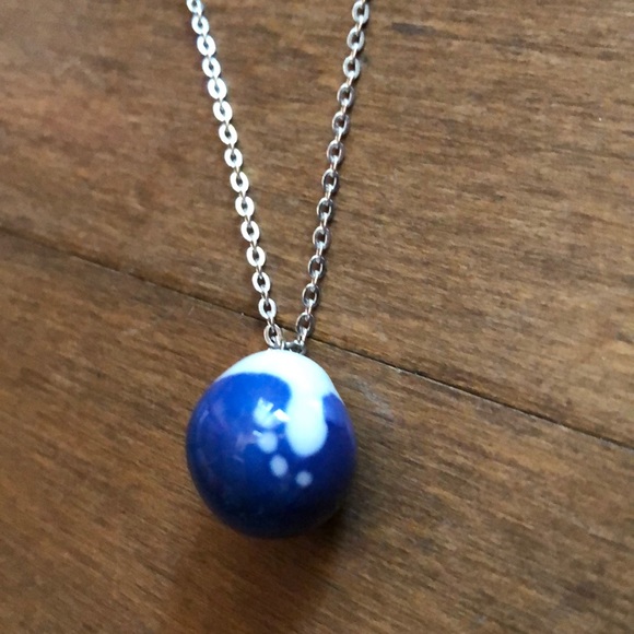 Vintage Jewelry - 80’s Japanese Porcelain Lampwork Sterling Necklace